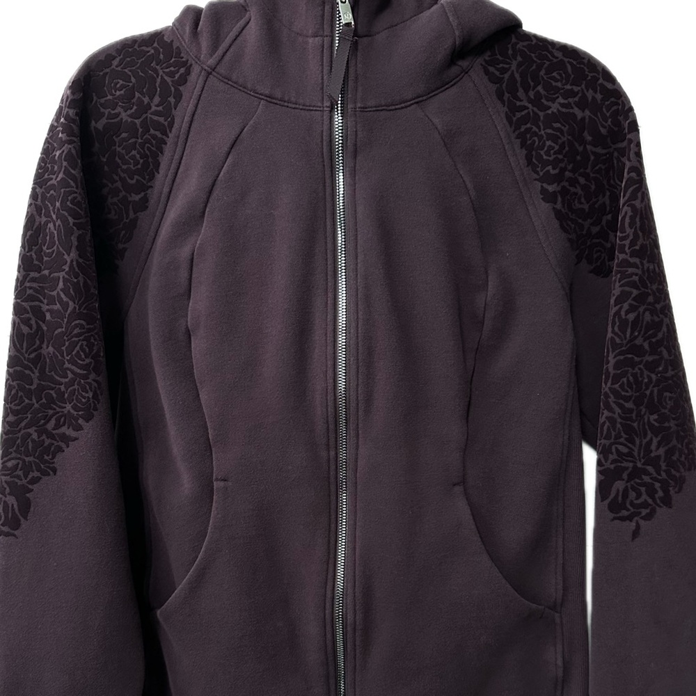 Lululemon Scuba Hoodie Fleece Floral flock Black cherry